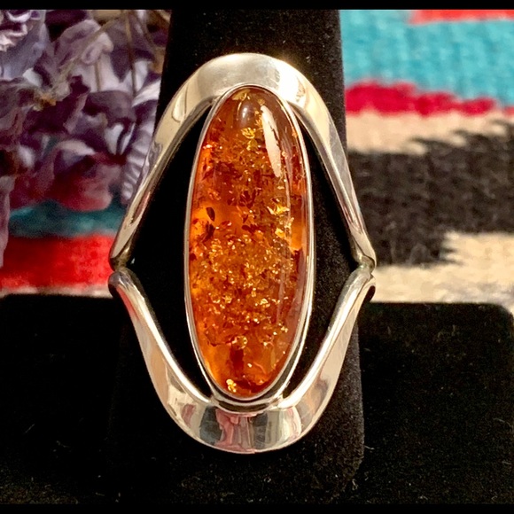Dominique Dinouart Jewelry - Sterling & Amber Modernist Ring